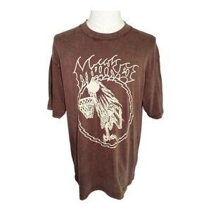 MARKET Graphic T-Shirt Skeleton Basketball Washed Brown Tee Large NWT